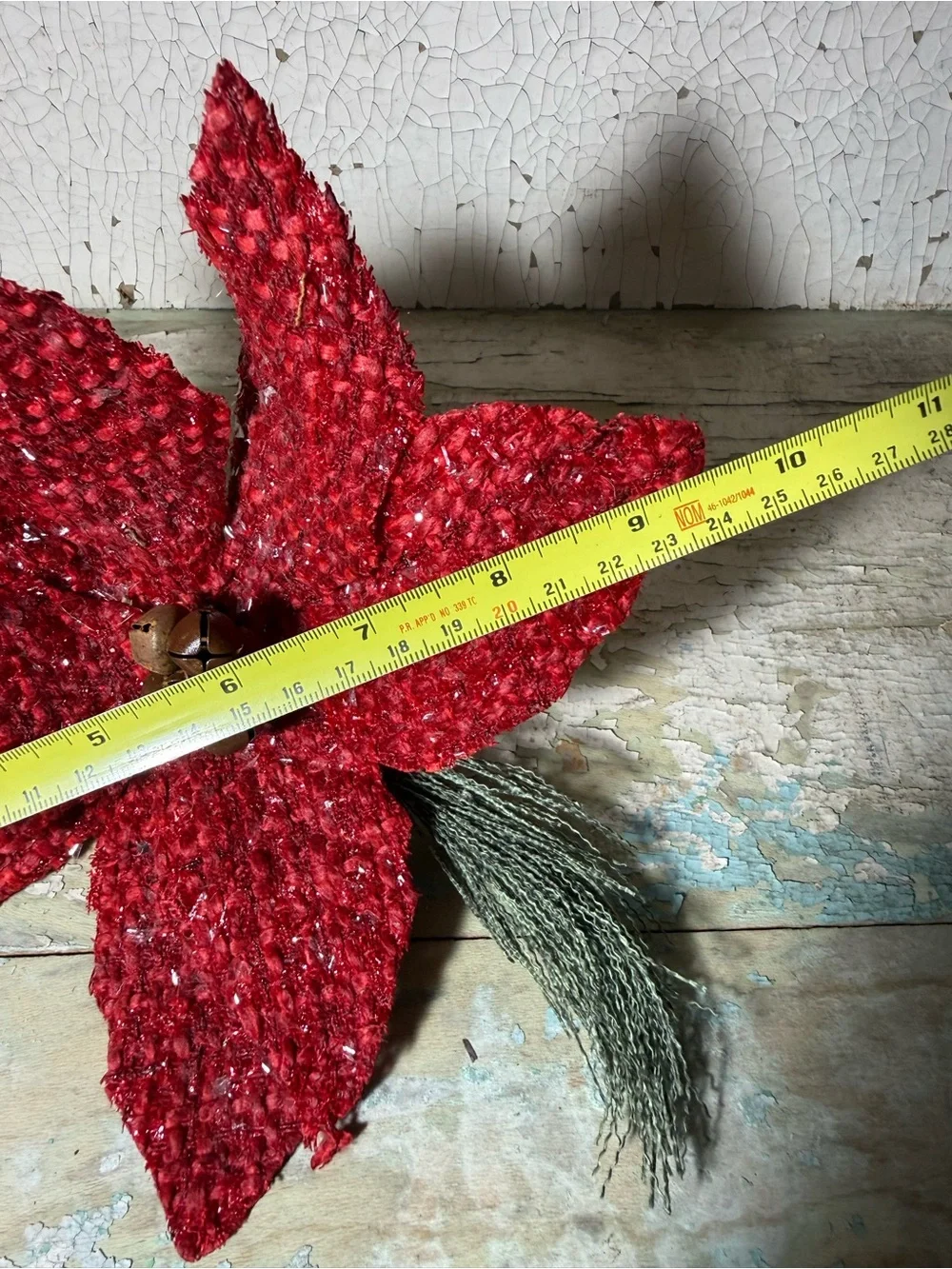 🎄 2 Poinsettia Holiday Floral Accent Set 1 Red Burlap Iced and 1 Plaid